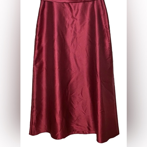 NWT Alfred Sung Off-the-Shoulder Draped Wrap Satin Burgundy Dress, Size 18 R-1 - Picture 8 of 15